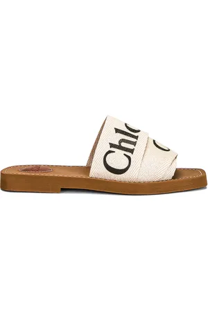Chloé Woody Flat Slides in White - White. Size 35 (also in 36, 37, 38).