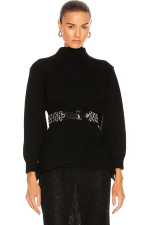 Alaïa Fitted Sculpted Long Sleeve Sweater in Noir - Black. Size 38 (also in ).