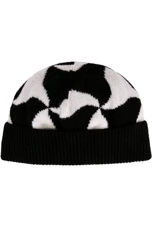 Bottega Veneta Wavy Triangle Wool Beanie in Black & White - Black. Size all.