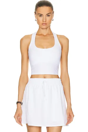 Beyond Yoga Spacedye Well Rounded Cropped Halter Tank Top in Cloud White - White. Size L (also in XL).