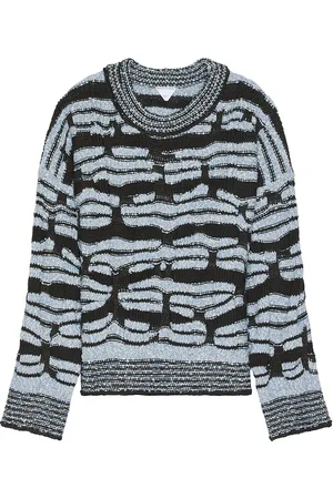 Bottega Veneta Distorted Stripes Sweater in Admiral & Fondant - Blue. Size M (also in ).