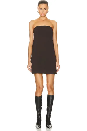 Norma Kamali Strapless Tailored Terry Mini Dress in Chocolate - Brown. Size XL (also in ).