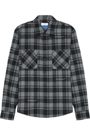 OFF-WHITE Check Flannel Shirt in Dark Grey & Black - Grey. Size S (also in ).