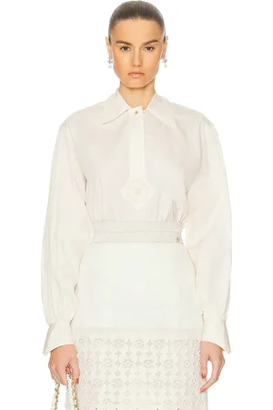 CHANEL Balloon Sleeve Shirt in Ivory - Ivory. Size 40 (also in ).