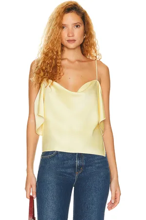 Helsa Luna Cowl Top in Pale Yellow - Yellow. Size M (also in L, XL).