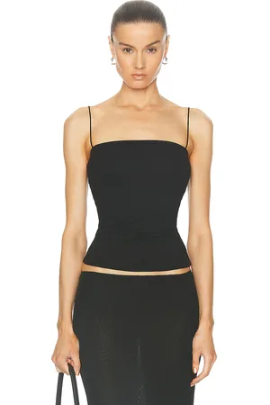 ENZA COSTA Supima Cotton Essential Strappy Tank Top in Black - Black. Size L (also in M, XS).