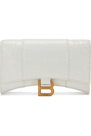 Balenciaga Hourglass Wallet on Chain Bag in Optic White - White. Size all.