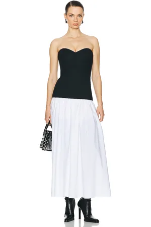 Helsa Faille Colorblock Midi Dress in Black & White - Black,White. Size XL (also in ).