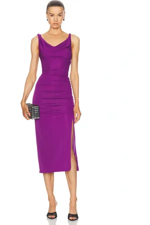 The Andamane Providence Detailed Shoulder Midi Dress in Amethyst - Purple. Size 44 (also in ).