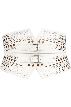 Alaïa Double Buckle Belt in Blanc Optique - White. Size 80 (also in 85).