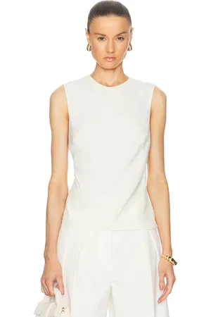 St Agni Rouleau Tie Top in Porcelain - White. Size L (also in M).