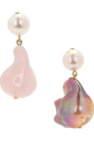 COMPLETEDWORKS Recycled Silver Bio Resin Pearl Earrings in Pink & 18k Gold Plate - Metallic Gold. Size all.