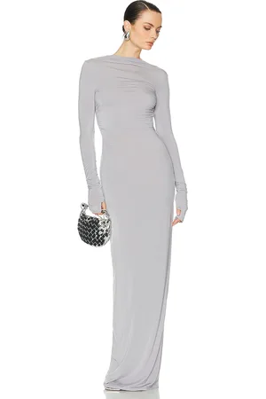 Helsa Jersey Backless Maxi Dress in Dove Grey - Grey. Size M (also in XL).