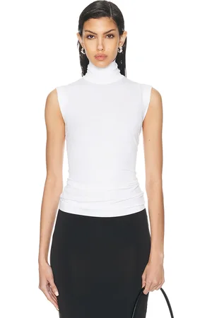 Norma Kamali Slim Fit Sleeveless Turtle Top in Snow White - White. Size XS (also in ).