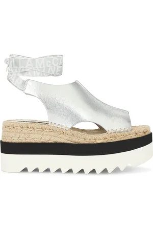Stella McCartney Gaia Wrinkly Metallic Sandal in Silver - Metallic Silver. Size 41 (also in ).