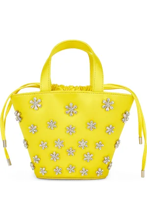 Amina Muaddi Lily Satin Bucket Bag in Yellow - Yellow. Size all.