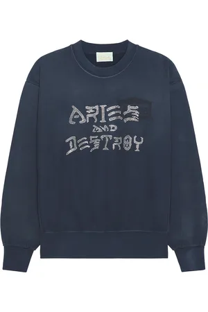 ARIES Aged And Destroy Diamante Sweatshirt in Navy - Blue. Size L (also in M, S, XL/1X).