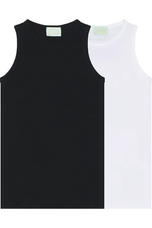 ARIES Racer-back Rib Vest Twin Pack in White & Black - White. Size XL/1X (also in ).