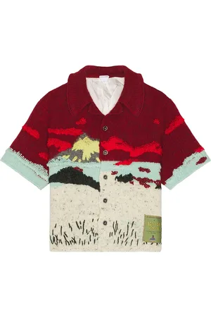 Bottega Veneta Embroidered Intarsio Shirt in Apple Candy-dove in Apple Candy & Dove - Red. Size L (also in ).