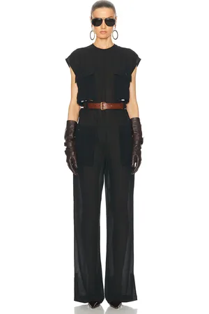 Saint Laurent Cap Sleeve Jumpsuit in Noir - Black. Size 36 (also in 38, 40).