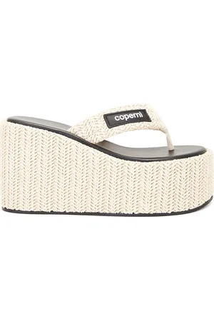 COPERNI Branded Raffia Wedge Sandal in Beige - Beige. Size 40 (also in 41).