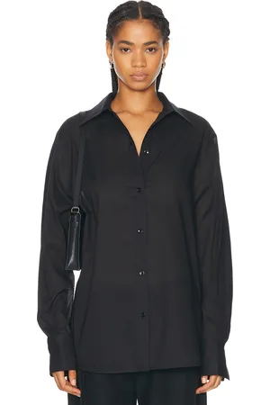 Totême Kimono Sleeve Cotton Shirt in Black - Black. Size 32 (also in ).