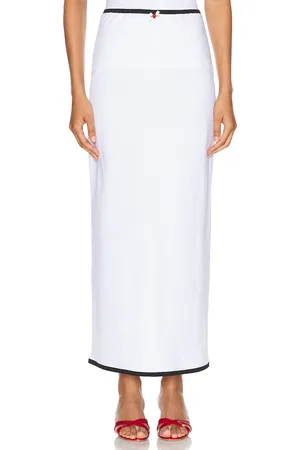 Rowen Rose Long Skirt in White & Black - White. Size 38 (also in ).