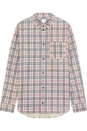 Bottega Veneta Bold Check On Nubuck Shirt in Birch & Fondant - Tan. Size 48 (also in 50).
