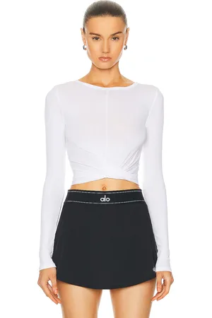alo Cover Long Sleeve Top in White - White. Size M (also in S).