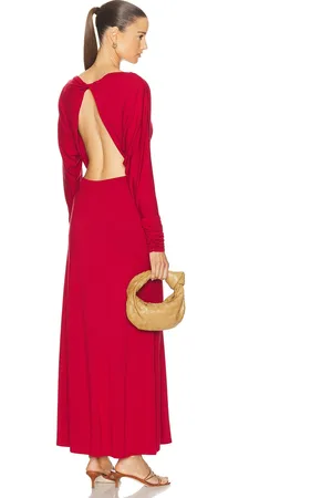 POSSE Sienna Long Sleeve Dress in Crimson - Red. Size L (also in M, S).
