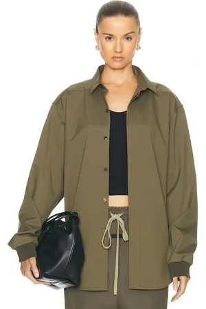 FEAR OF GOD Half Placket Shirt in Olive - Brown. Size L (also in M).