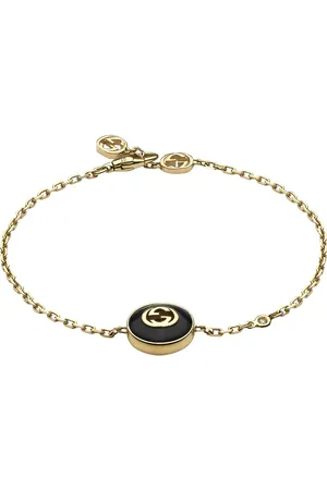 Gucci Black Onyx Diamond Pendant Bracelet in Yellow Gold - Metallic Gold. Size 16cm (also in 17cm).