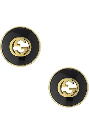 Gucci Black Onyx Stud Earrings in Yellow Gold - Metallic Gold. Size all.