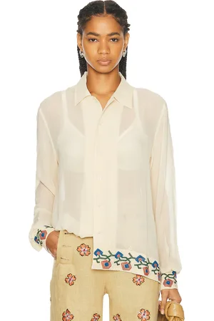BODE Flowering Liana Long Sleeve Shirt in Cream Multi - Cream. Size M (also in S, XS).