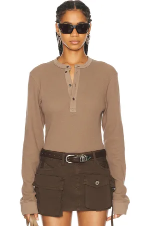 Acne Studios Henley Long Sleeve Top in Taupe Brown - Brown. Size XS (also in ).