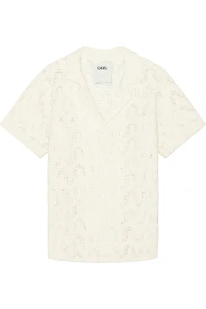 Oas Atlas Cuba Crochet Shirt in Cream - Cream. Size L (also in M, S, XL/1X).