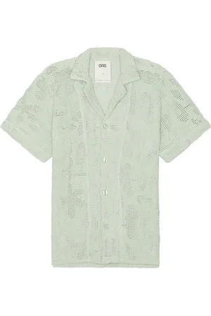 Oas Galbanum Cuba Crochet Shirt in Sage - Green. Size L (also in M, S, XL/1X).