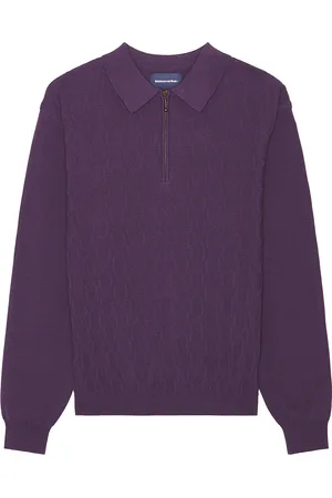 This Is Never That Cable Knit Zip Polo in Violet - Blue. Size S (also in ).