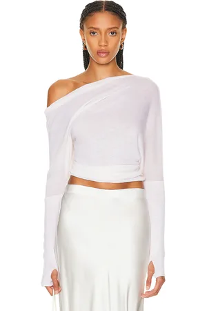 ENZA COSTA Tissue Cashmere Slouch Sweater in Undyed - White. Size L (also in S).
