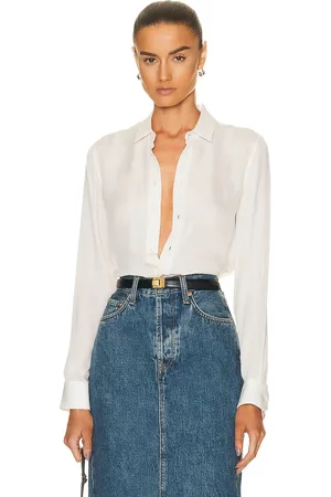 NILI LOTAN Gaia Slim Shirt in Ivory - Ivory. Size L (also in ).