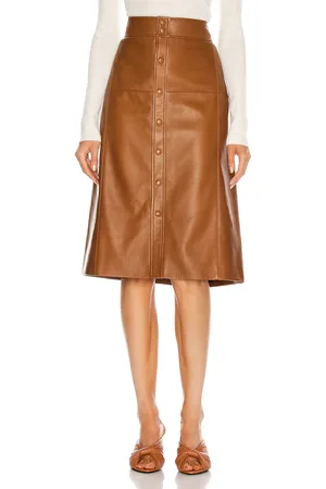 Saint Laurent High Waisted Skirt in Marron Glace - Brown. Size 34 (also in ).
