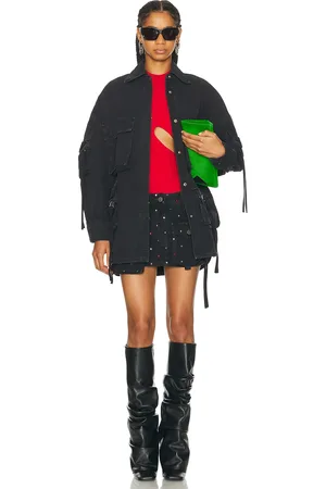 The Attico Fern Short Coat in Black - Black. Size 36 (also in 40, 44).