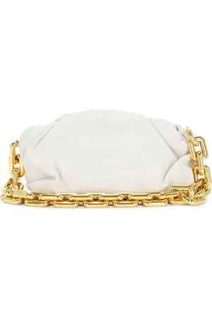 Bottega Veneta The Chain Pouch Bag in Chalk & Gold - White. Size all.