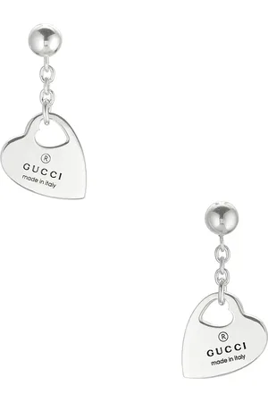 Gucci Trademark Heart Motif Pendant Earrings in Sterling Silver - Metallic Silver. Size all.
