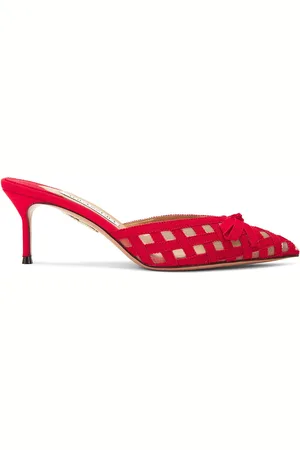 Aquazzura Romance 65 Mule in Lipstick - Red. Size 36.5 (also in 39, 40).