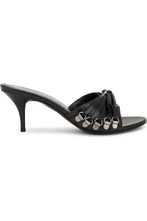 Balenciaga M70 Cagole Sandal Heel in Black & Silver - Black. Size 39 (also in 39.5, 40).