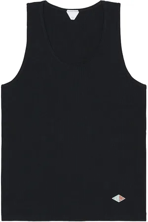 Bottega Veneta Compact Cotton Rib Jersey Tank Top in Midnight Blue - Black. Size L (also in M, S, XL/1X).