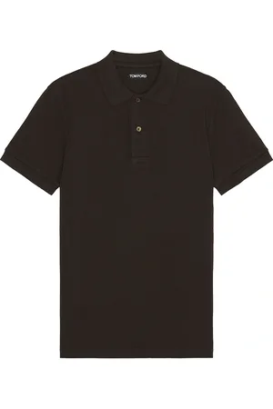 Tom Ford Tennis Piquet Short Sleeve Polo in Dark Brown - Brown. Size 48 (also in 50).