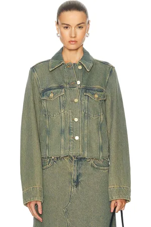 Ganni Denim Jacket in Shitake - Denim-Dark. Size 32 (also in ).