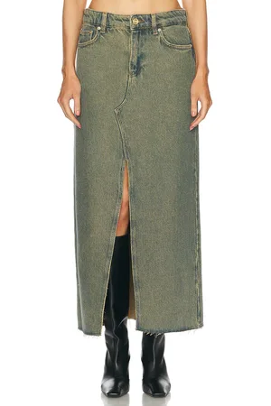 Ganni Maxi Skirt in Shitake - Denim-Dark. Size 36 (also in ).